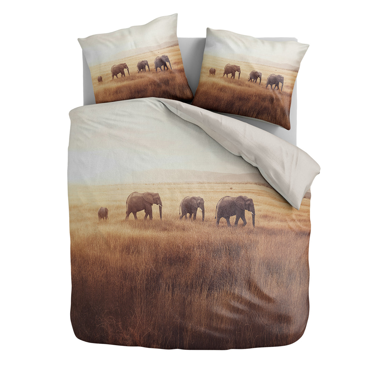 Microvezel dekbedovertrekset Terra Plains Elephant - Bedworld B.V.